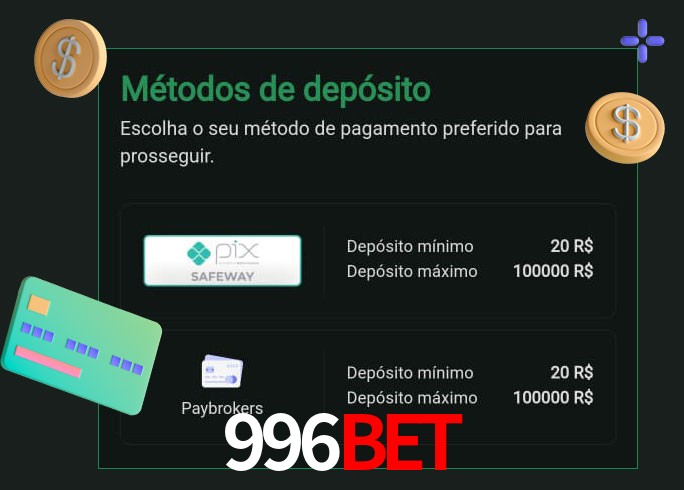 O cassino 996BET oferece uma grande variedade de métodos de pagamento